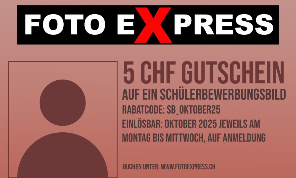 Gutschein Fr. 5.-- für Schüler Bewerbungsbilder